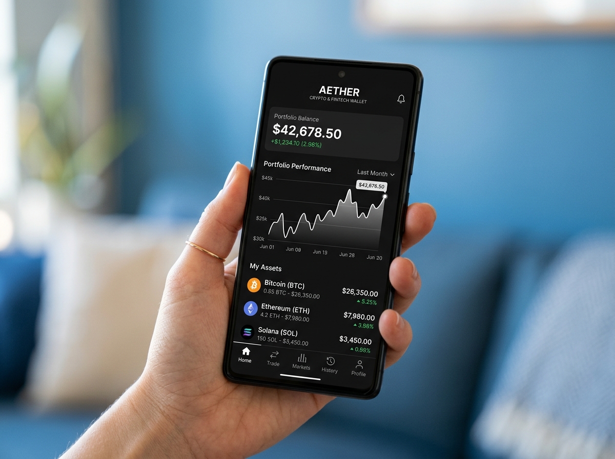 Fintech crypto wallet smartphone mockup